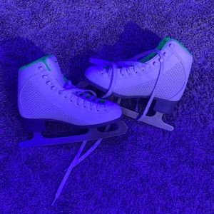 White and Green Ice Skates size 5 women’s